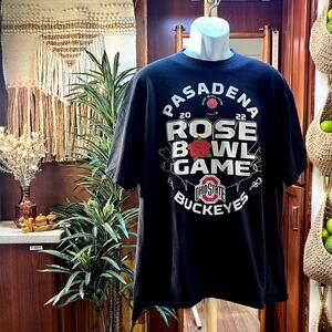 Ohio State Buckeyes Rose Bowl Tee 2XL Black Pasadena 2022 Graphic Football Shirt